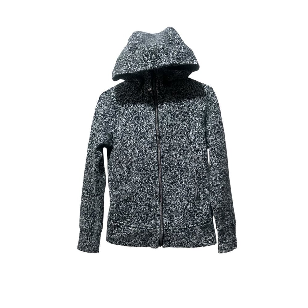 Lululemon Scuba Hoodie Y2K Womens 4 Gray Luminesce Splatter Embroidered Logo
